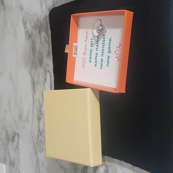 Lotus Ring Blue Size 8 S925 - Picture 5 of 7